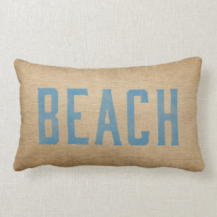Jute Vintage Strand Leef Lief Surfen Blauwe Kussen