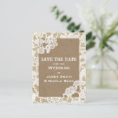 Jute & Witte Bloemslinger Rustieke Save The Date Aankondigingskaart (Staand voorkant)
