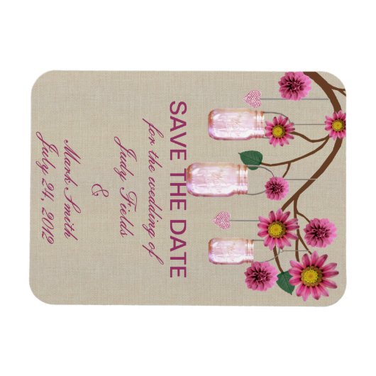 Jute zak Rustiek Roze Metselwerkpotjes Save The Da Magneet (Horizontaal)