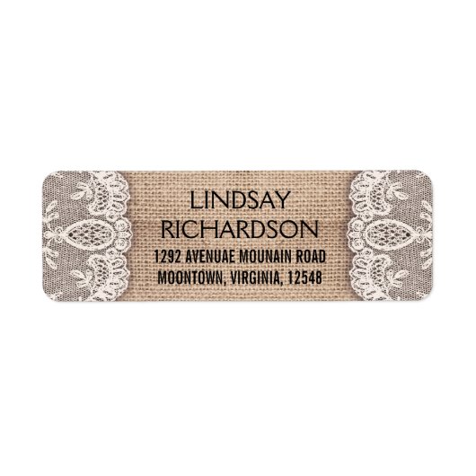  juten & kant retour adreslabels etiket (Voorkant)