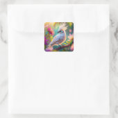 Juveniele Crested Blush Feather Dove Fantasy Bird Vierkante Sticker (Tas)