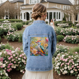 Juveniele regenboog specht fantasie vogel denim jacket