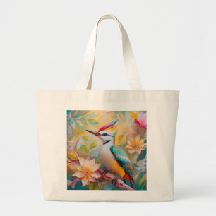 Juveniele regenboog specht fantasie vogel grote tote bag