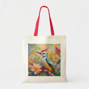 Juveniele regenboog specht fantasie vogel tote bag