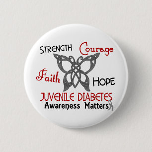 Juvenile Diabetes Celtic Butterfly 3 Ronde Button 5,7 Cm