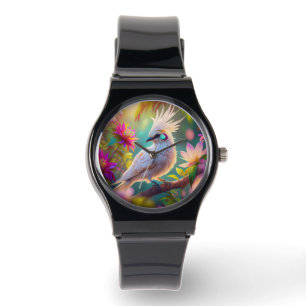 Juvenile Kuifbloem Duif Fantasie Vogel Horloge