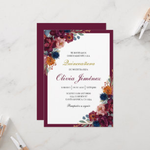 Juweel floral quinceañera kaart