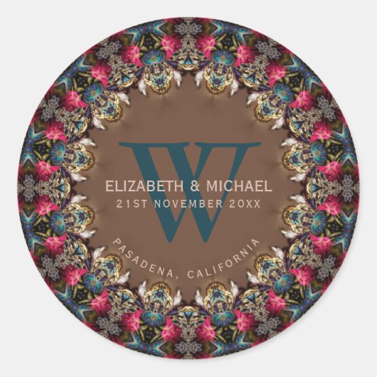  juweel kant boho bruiloft ronde sticker (Voorkant)