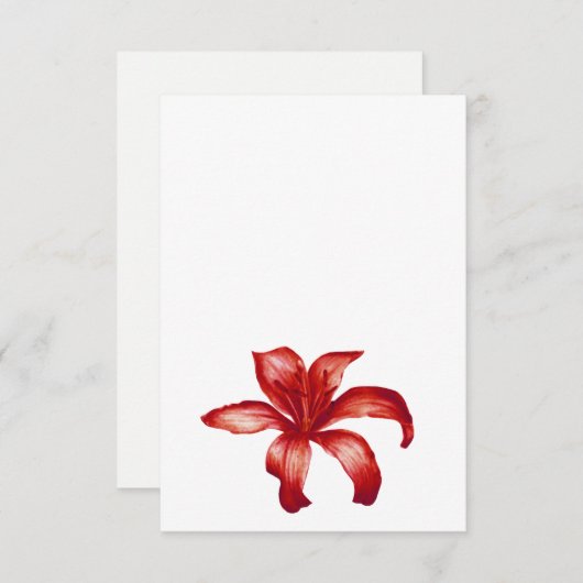 Juweel rode lelie waterverf bruiloft eenzijdige ku informatiekaartje (Voorkant / Achterkant)