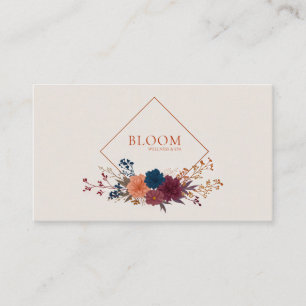 Juweeltoon bloemmotief en koperen diamant frame visitekaartje