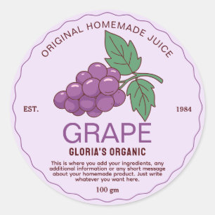 Juwele Fruit Druivensap Thuisproduct Ronde Sticker