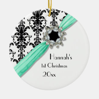  juwelen Buckle Black White Damask Ribbon Keramisch Ornament