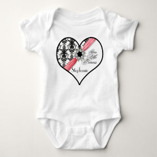  juwelen Buckle Black White Damask Ribbon Romper