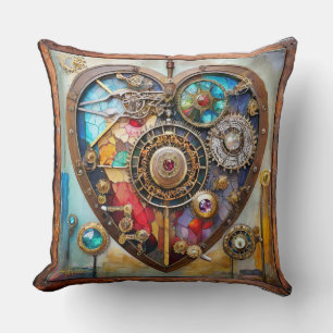Juwelen En Gebrandschilderd Hart Steampunk Serie Kussen