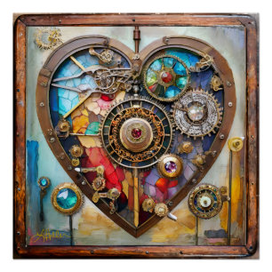 Juwelen En Gebrandschilderd Hart Steampunk Serie Perfect Poster