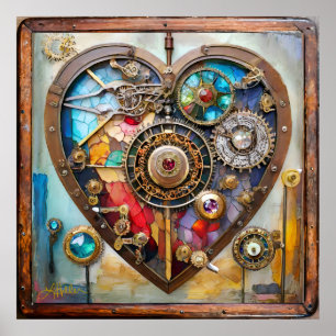 Juwelen En Gebrandschilderd Hart Steampunk Serie Poster