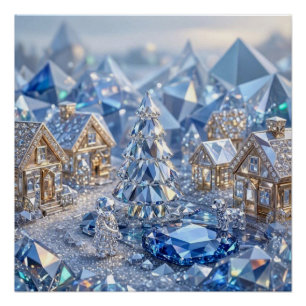 Juwelen Kerst Village Smaragd Boom Kristal Perfect Poster