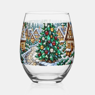 Juwelen Kerst Village Smaragd Boom Kristal Wijnglas Zonder Voet