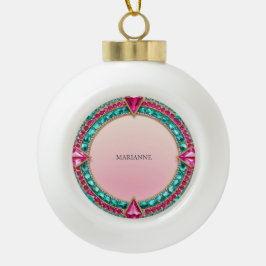 Juwelen Roze en Turkoois Keramische Bal Ornament