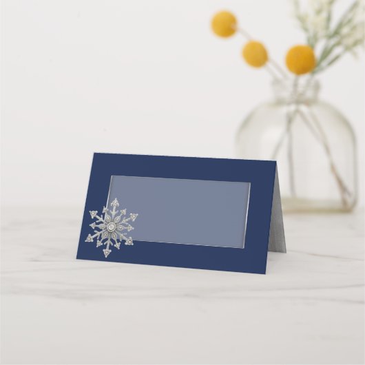 Juwelen Snowflake Wedding Gevouwen Plaats Kaart (Voorkant)