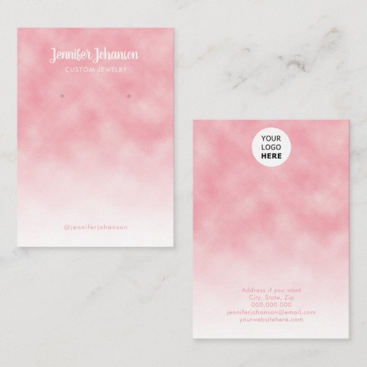 Juwelenhouder oorringt modern metaalroze wit visitekaartje (Voorkant / Achterkant)
