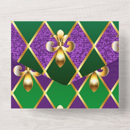 Juwelry Background Mardi Gras All In One Uitnodiging (Achterkant)