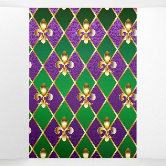 Juwelry Background Mardi Gras Drieluik Uitnodiging (Binnenkant midden)