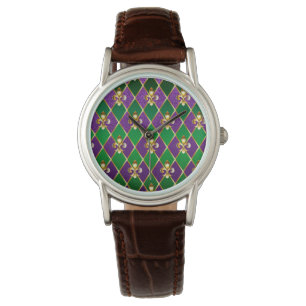 Juwelry Background Mardi Gras Horloge
