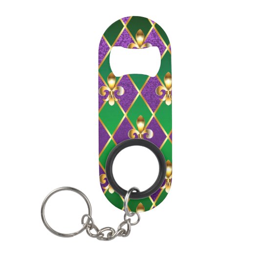 Juwelry Background Mardi Gras Mini Flessenopener (Voorkant)