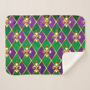 Juwelry Background Mardi Gras Sherpa Deken