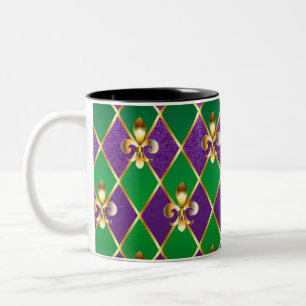 Juwelry Background Mardi Gras Tweekleurige Koffiemok