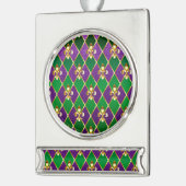 Juwelry Background Mardi Gras Verzilverd Banner Ornament (Links)
