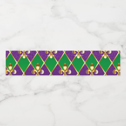 Juwelry Background Mardi Gras Waterfles Etiket (Enkel label)