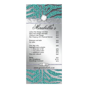 Juwelry Rack Card Zebra Luxury Blauwgroen Sparkle  Reclamekaart