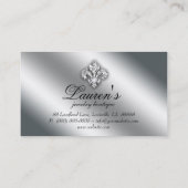 Juwelry Zebra Fleur de lis Sparkle Black Silver Visitekaartje (Achterkant)