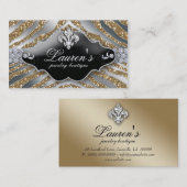 Juwelry Zebra Fleur de lis Sparkle Gold Visitekaartje (Voorkant / Achterkant)