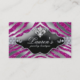 Juwelry Zebra Fleur de lis Sparkle Hot Pink Visitekaartje