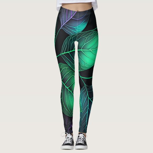 Juweltone bladeren leggings (Voorkant)
