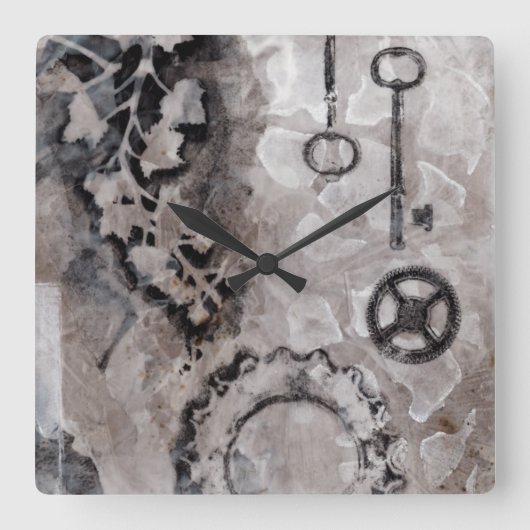 Juxtaposition II Vierkante Klok (Voorkant)