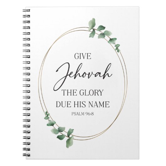 JW 2025 Jaar Tekst Mok met Eucalyptus Notitieboek (Voorkant)