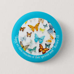 JW 2026 Jaar Tekst Kleurrijke Vlinders Ronde Button 5,7 Cm
