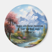 JW 2026 Jaar Tekst Mattheüs 5:3 Bergscène Magneet (Voorkant)