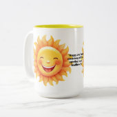 JW 2026 Jaar Tekst Mattheüs 5:3 Glimlachende Zon Tweekleurige Koffiemok (Voorkant links)