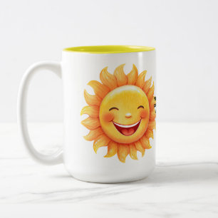 JW 2026 Jaar Tekst Mattheüs 5:3 Glimlachende Zon Tweekleurige Koffiemok