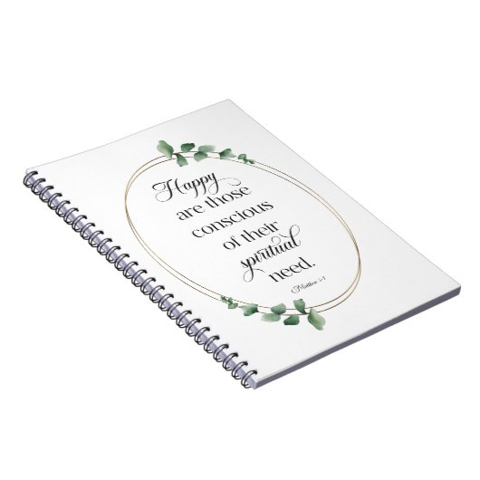 JW 2026 Jaar Tekst met Eucalyptus Mattheüs 5:3 Notitieboek (Rechterzijde)