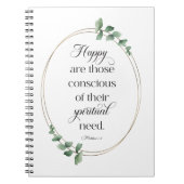 JW 2026 Jaar Tekst met Eucalyptus Mattheüs 5:3 Notitieboek (Voorkant)