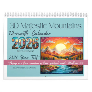 JW 2026 Jaartekst -3D Majestueus Berg 12-maanden Kalender