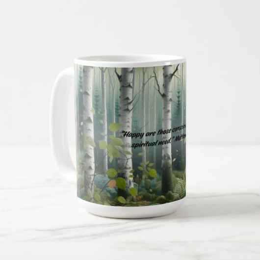 JW 2026 Year Text Birch Tree Landscape Koffiemok (Voorkant links)