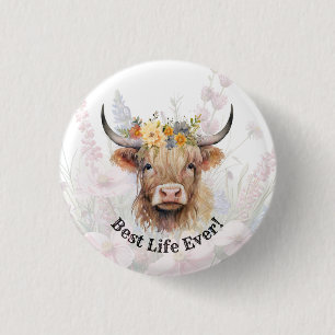 JW Beste Leven Ooit! Highland Koe Button Pin