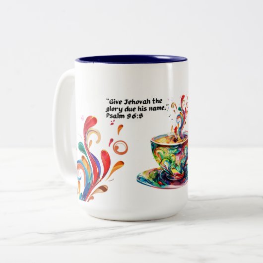 JW Coffee Lover Mok met 2025 Jaar Tekst (Voorkant links)